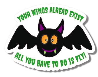 Bat Halloween Sticker, Motivational Halloween Sticker, Encouraging Halloween Sticker