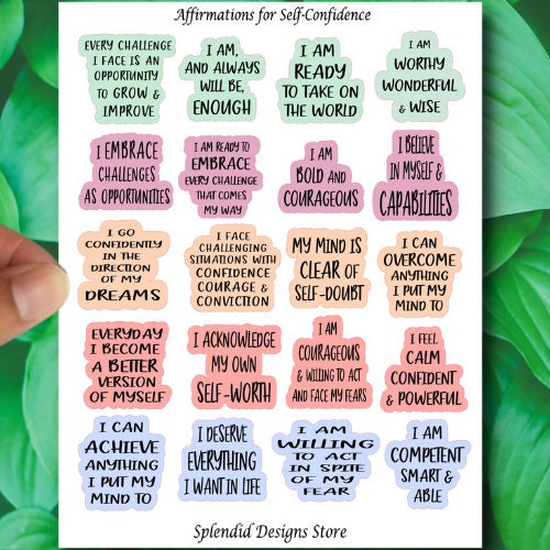 Self-confidence Quotes Stickers, Positive Affirmation Sticker Sheet ...