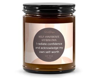Self-Confidence Affirmation Candle | Manifestation Candle | Law of Attraction Candle | 9oz Jar Candle l 7.5oz Soy Wax Fill