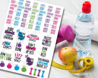 Printable Fitness Planner Stickers, Printable Gym Stickers, Exercise Planner Stickers, Workout Stickers, Print and Cut, Instant Download