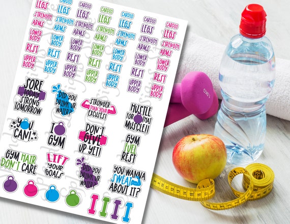 Printable Fitness Planner Stickers Printable Gym Stickers - Etsy
