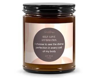 Self-Love Affirmation Candle | Manifestation Candle | Law of Attraction Candle | 9oz Jar Candle l 7.5oz Soy Wax Fill