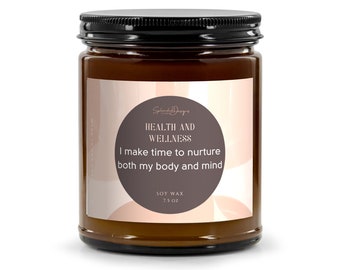 Health and Wellness Affirmation Candle | Manifestation Candle | Law of Attraction Candle | 9oz Jar Candle l 7.5oz Soy Wax Fill
