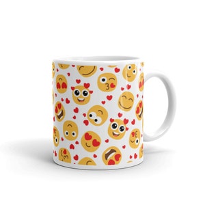 Love Emoji Mug, Happy Face Emoji Mug, Heart Emoji Mug, Valentine&#39;s Day Emoji Mug, Valentine&#39;s Day Gift