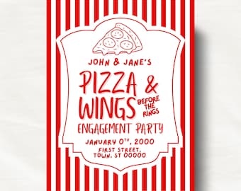 Pizza & Wings Before the Rings- DIGITAL Engagement/Bachelorette/Bachelor Party Invite