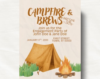 Campfire & Brews Before the "I Do's"- DIGITAL Engagement/Bachelorette/Bachelor Party Invite