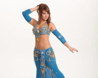 1 Pcs Handmade Solid Bra Dina Professional Belly Dance Dancing skin color egypt