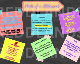 Polynomial Parts Poster | Algebra Classroom Decor (Digital Download)