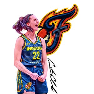 Fierce Caitlin Clark Indiana Fever Basketball Player PNG | WNBA Fan Art Digital Download