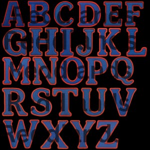 Blue and Red Varsity Patch Letters A–Z | Embroidered Felt Iron-On Alphabet Appliqué | Athletic Block Font | DTF Digital copy only