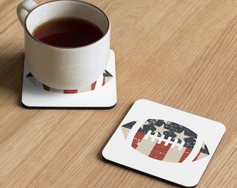 Vintage Football/Flag Cork-Back Coaster