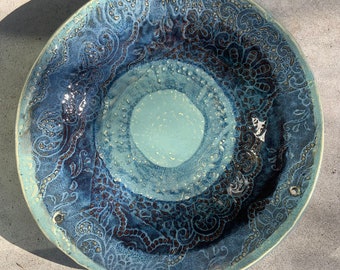 Large Curved Ceramic Hanging Birdbath //Made in USA