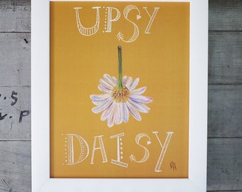 Upsy Daisy Art Print/ Hand Drawn in USA
