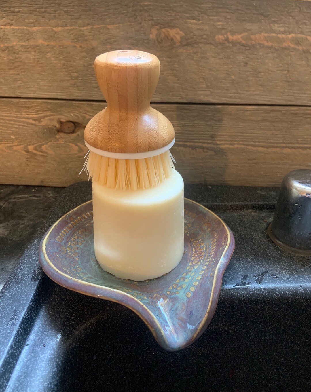 Kitchen Soap Dish With Dish Detergent Bar and Compostable Brush Self — free download