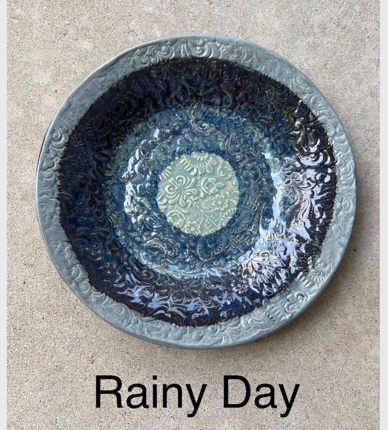Regular Ceramic Birdbath for Pedestal //Made in USA Rainy Day Love