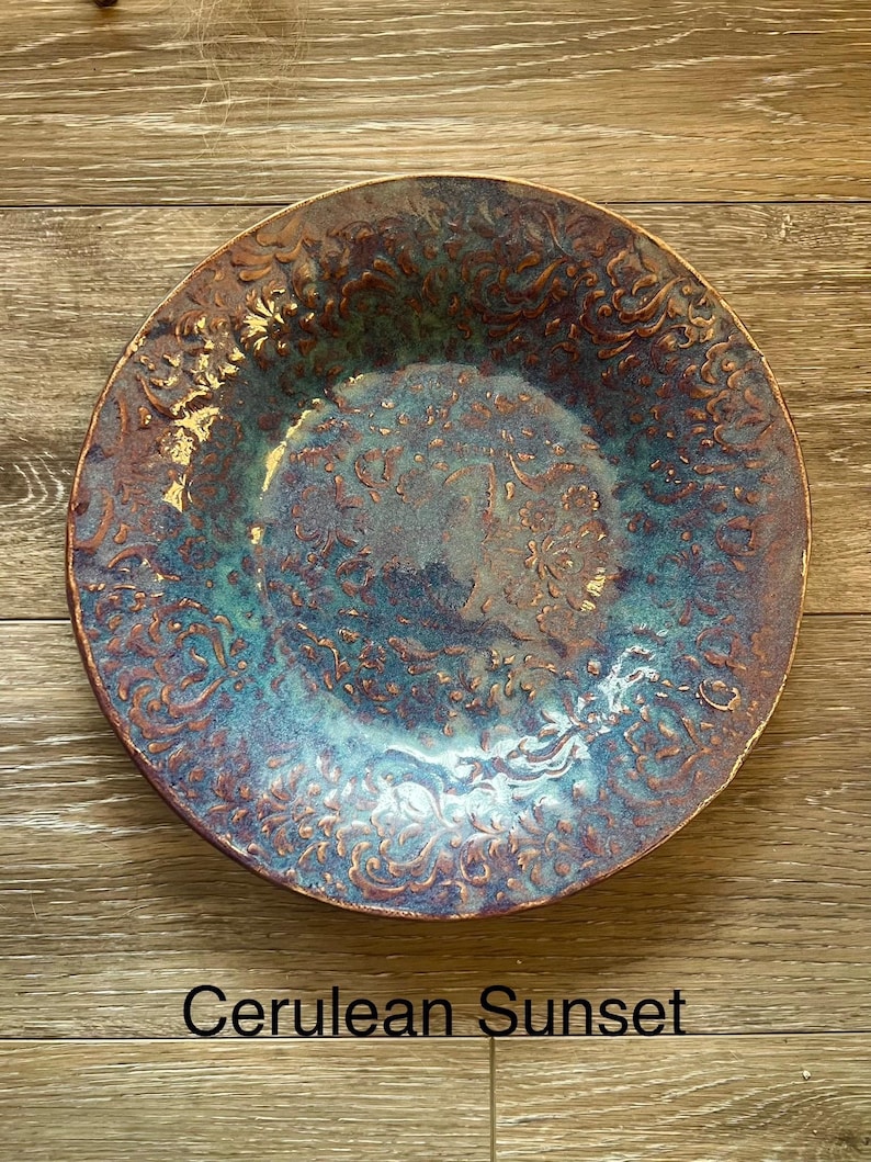 Regular Ceramic Birdbath for Pedestal //Made in USA Cerulean Sunset