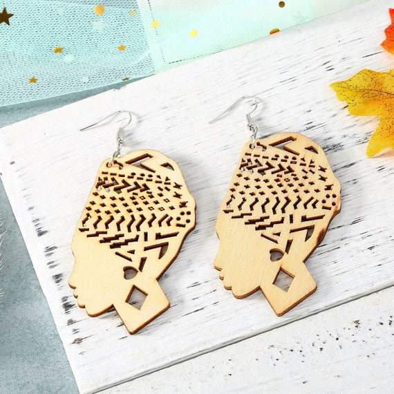 Carved Wood Earrings unstained Etsy
