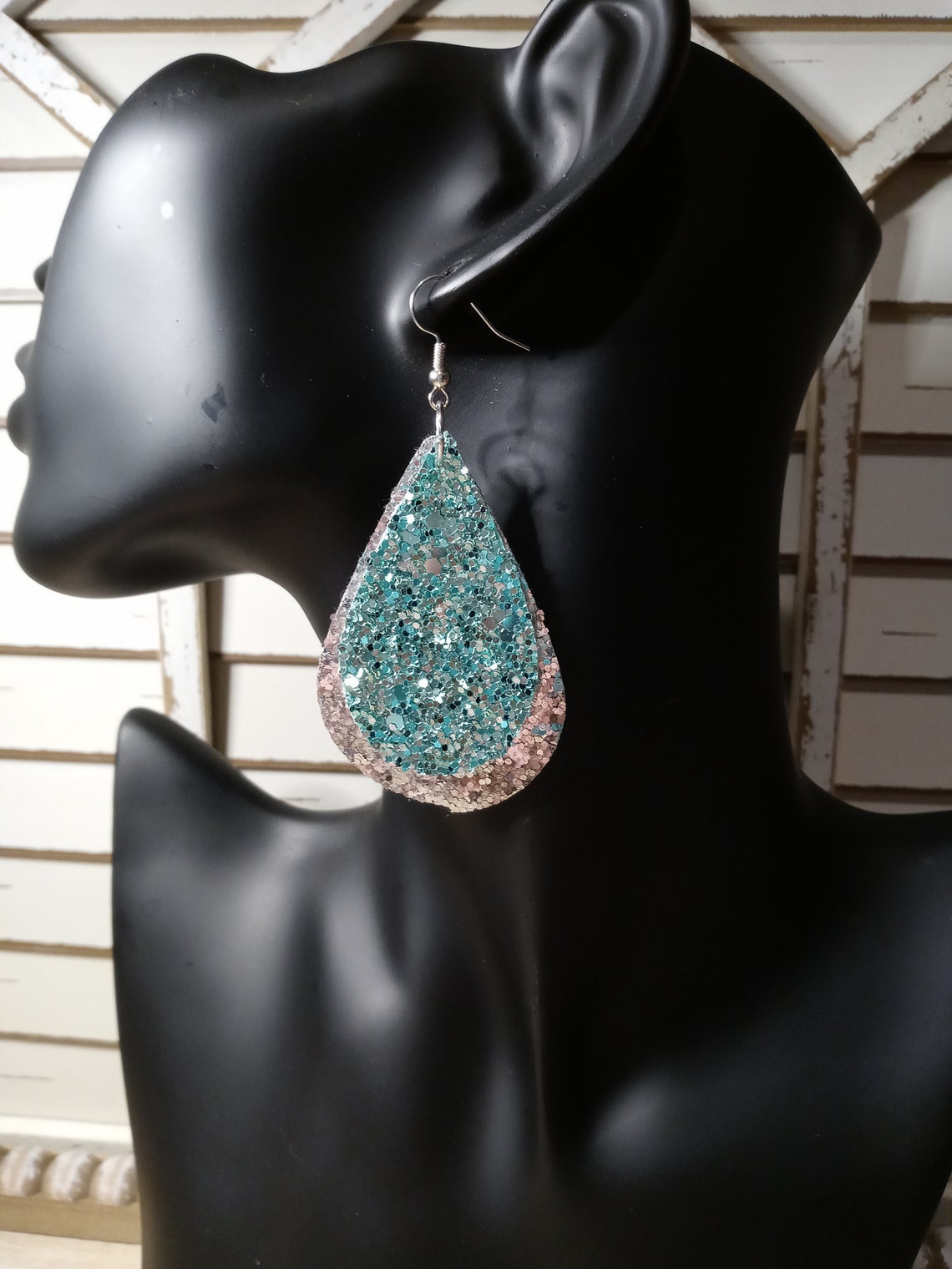 Blaue und silberne Glitzer Ohrringe Frauen | Etsy