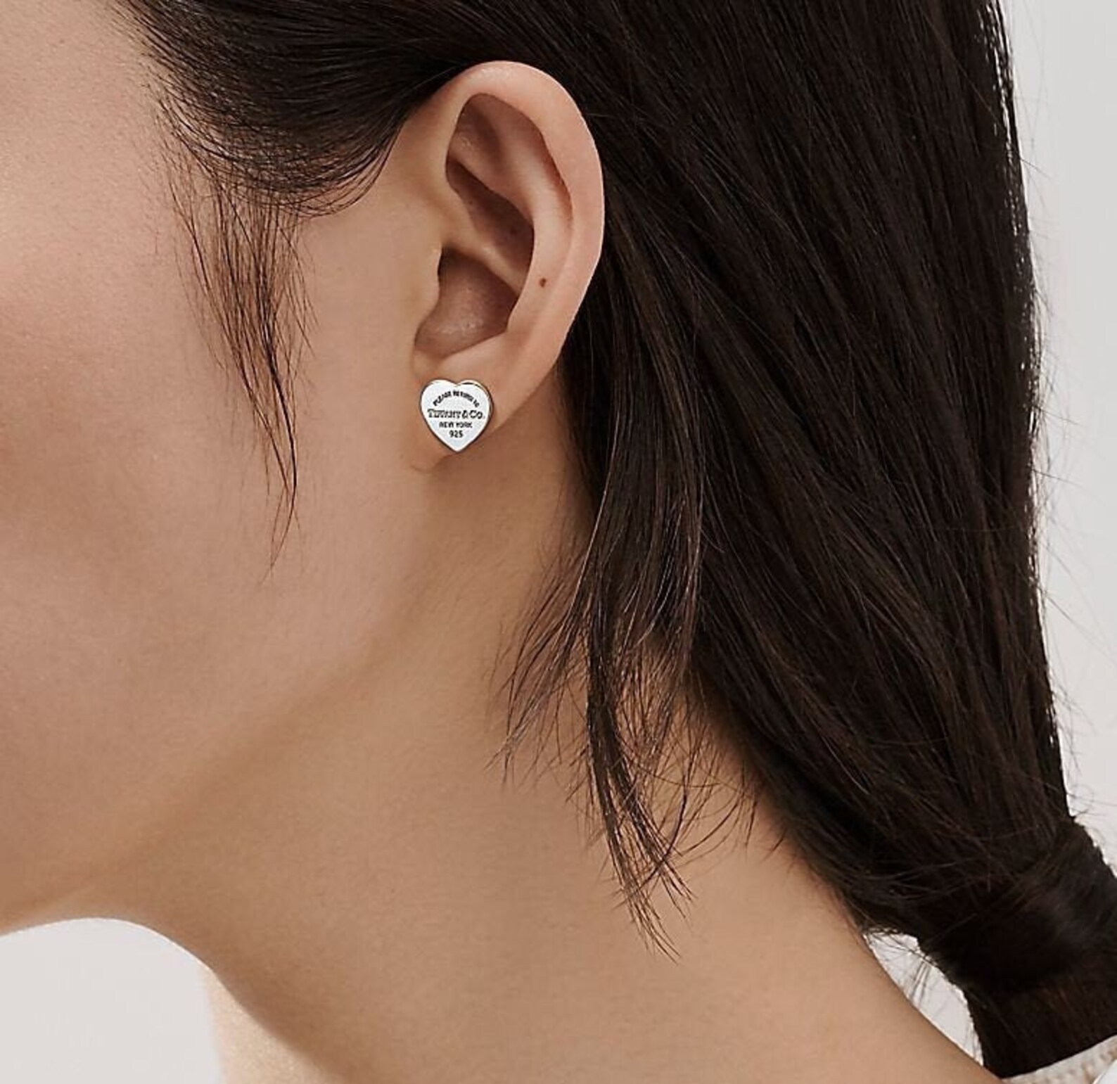 Stud Tiffany earrings heart shaped silver luxury engraved Etsy