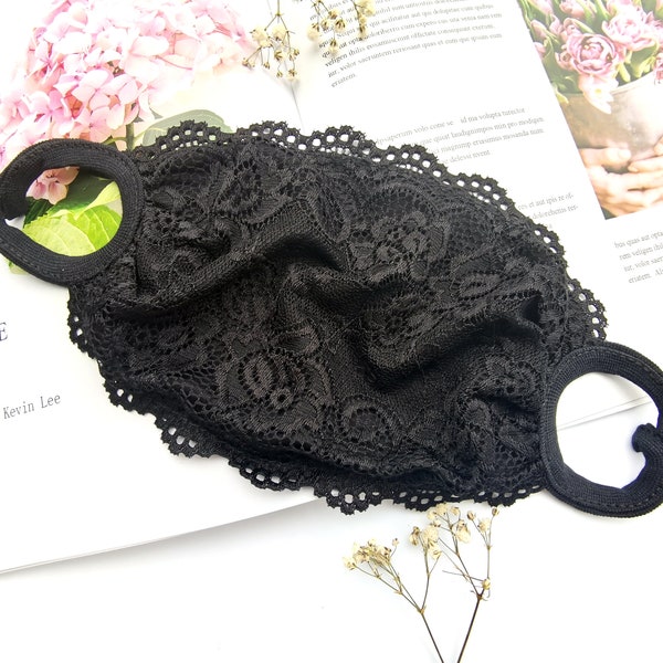 SHIP TODAY! Black Lace Face Mask, Washable, reusable, Wedding Face Mask, mask hochzeit