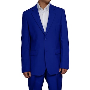 Men&#39;s 2 Button single Breasted Royal Blue Dress Suit Includes Jacket & Pants New