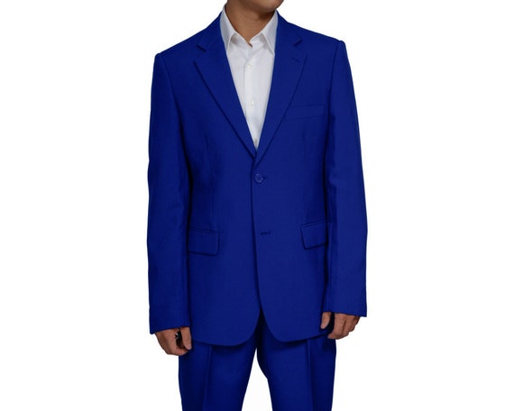 Men's 2 Button single Breasted Royal Blue Dress Suit Includes Jacket & Pants New Men's 2 Button single Breasted Royal Blue Dress Suit Includes Jacket & Pants New