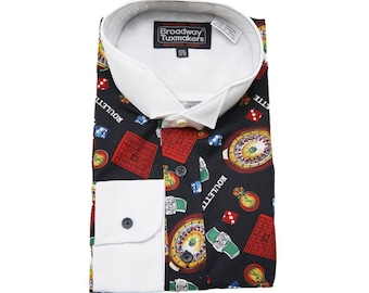Men's Vintage Casino Vegas Themed Tuxedo Shirt