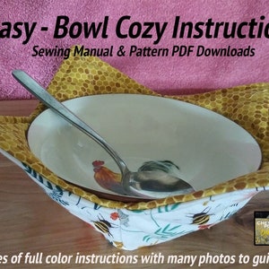 Easy Microwave Quilted Bowl Cozy Pattern - Sew your own! Printable pdf download, great for beginners and kids, instructions, simple, +photos