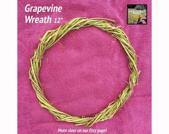 Grapevine Wreath 12" Round, Free Shipping! Great for wedding, rustic, farm, natural decor & crafts. Handmade from wild Michigan grape vines!