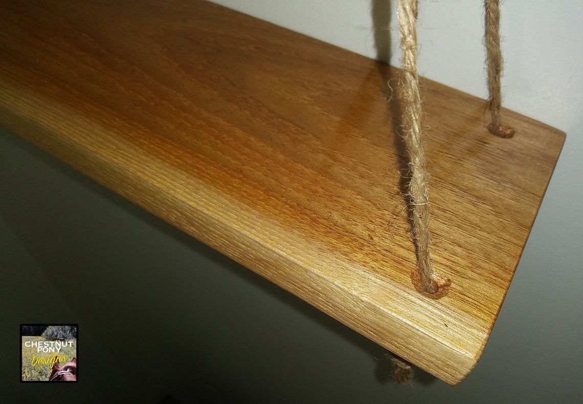 Floating Hickory Shelf Rustic handmade shelf using jute Etsy