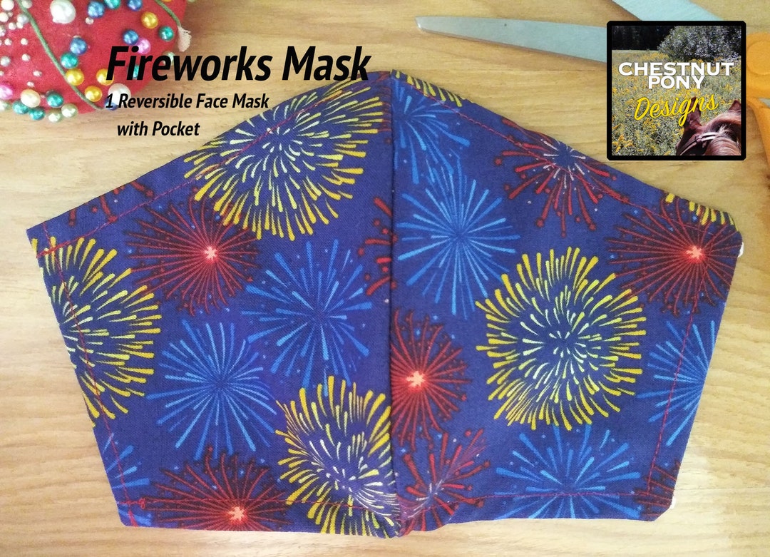 Reversible Fireworks Face Mask - Cotton With Nose Wire. - Etsy