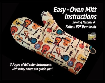 Easy Quilted Oven Mitt Pattern - Sew your own in 8 simple steps! Instant pdf download, great instructions for beginners & kids, many photos