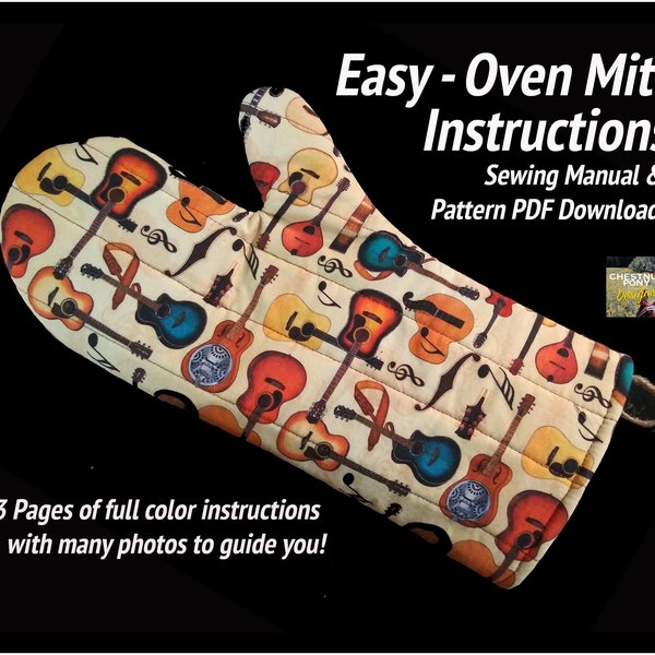 Easy Quilted Oven Mitt Pattern - Sew your own in 8 simple steps! Instant pdf download, great instructions for beginners & kids, many photos