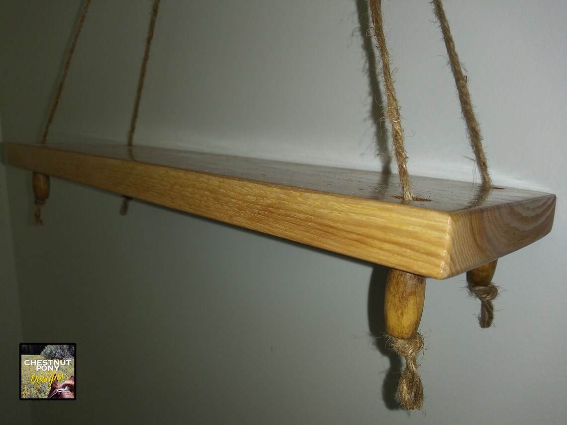 Floating Hickory Shelf Rustic handmade shelf using jute Etsy