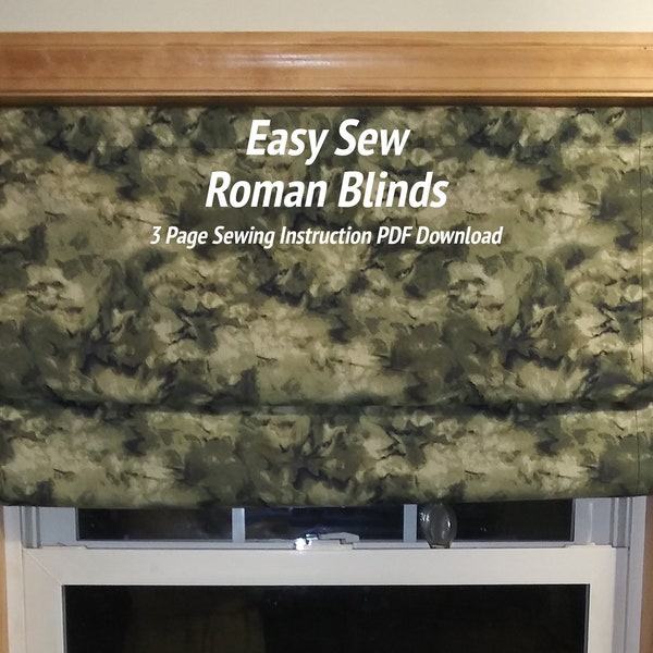 Easy Sew Roman Blinds in 5 Steps! Make your own tonight with instant download, great beginner & kids decor project for any window size