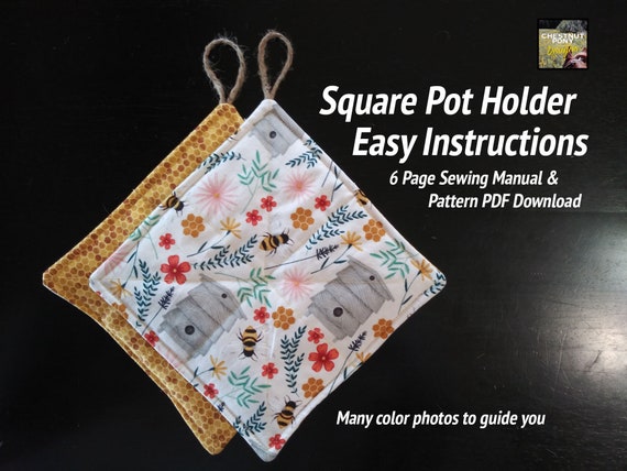 Easy Quilted Pot Holder Pattern Sew Your Own Instant Pdf Download Great for Beginners Kids 7 Square Instructions Simple Photos Etsy Australia