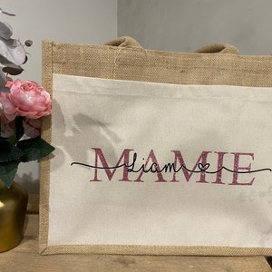 Sac jute et coton personnalisé Mamie/Maman/Marraine/Tata image 9