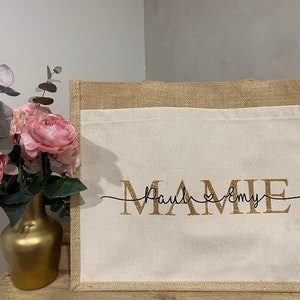 Sac jute et coton personnalisé Mamie/Maman/Marraine/Tata image 6