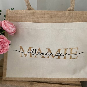 Sac jute et coton personnalisé Mamie/Maman/Marraine/Tata image 5