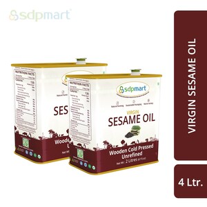 May include: Two 2-liter bottles of Virgin Sesame Oil, wooden cold pressed and unrefined. The bottles are labeled with the brand name "Ssdpmart" and have a nutrition facts label. The bottles are on a white background.