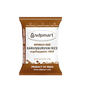 SDPMart Naturally Aged Karunguruvai Rice | 4 lb (64 oz) | Traditional Rice | Native Variety | 100% Natural | Unpolished |