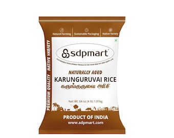 Arroz Karunguruvai añejado naturalmente SDPMart / 4 libras (64 oz) / Arroz tradicional / Variedad nativa / 100 % natural / Sin pulir /
