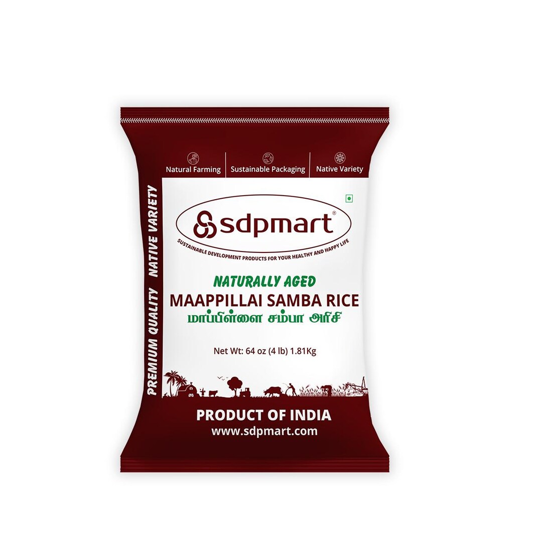 Sdpmart Naturally Aged Maappillai Samba Rice | 4 Lb (64 Oz ...