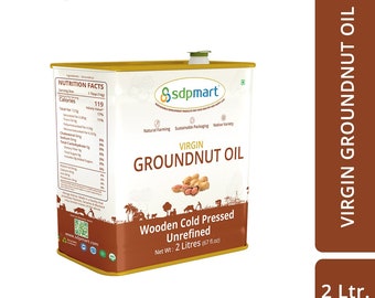 Aceite de cacahuete virgen prensado en frío de madera de 2 litros / Sin refinar