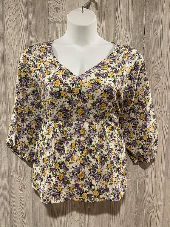 Plus Size Floral Blouse Long Sleeves Etsy