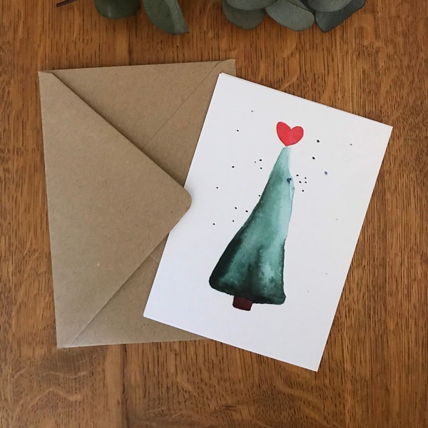 Aquarell Weihnachtskarte “Tannenbaum“ / Grußkarte zu Weihnachten