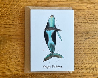 Aquarell Geburtstagskarte "Orka Wal"/Karte zum Geburtstag