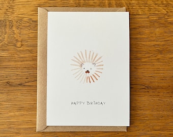 Aquarell Geburtstagskarte "Happy Birthday Löwe" / Karte zum Geburtstag