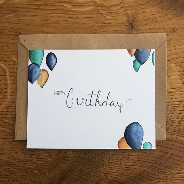 Aquarell Geburtstagskarte "Happy Birthday orientalische Luftballons" / Karte zum Geburtstag