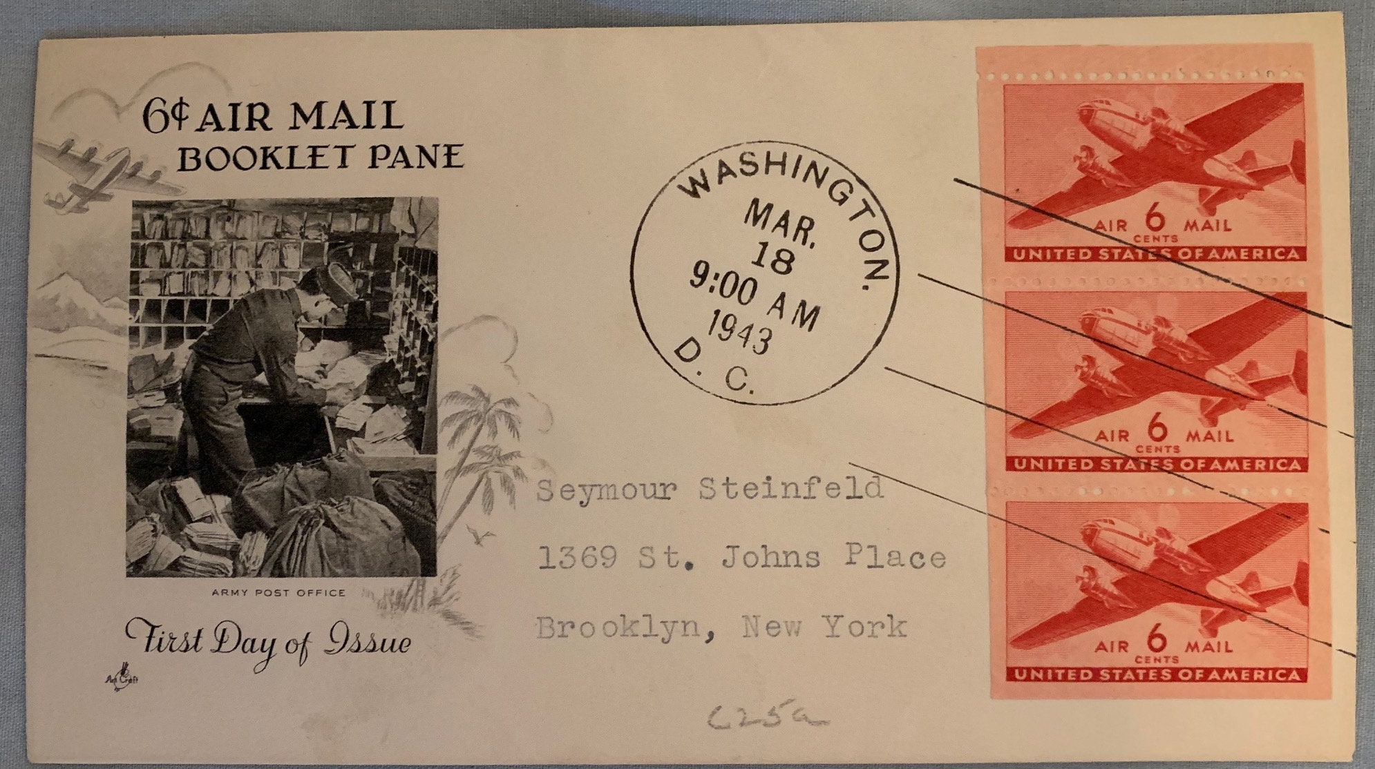 airmail 5 cent stamp red